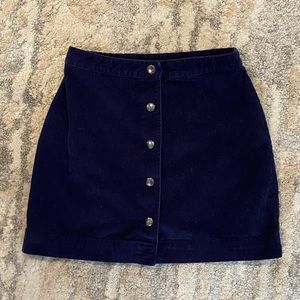 Button front corduroy navy skirt